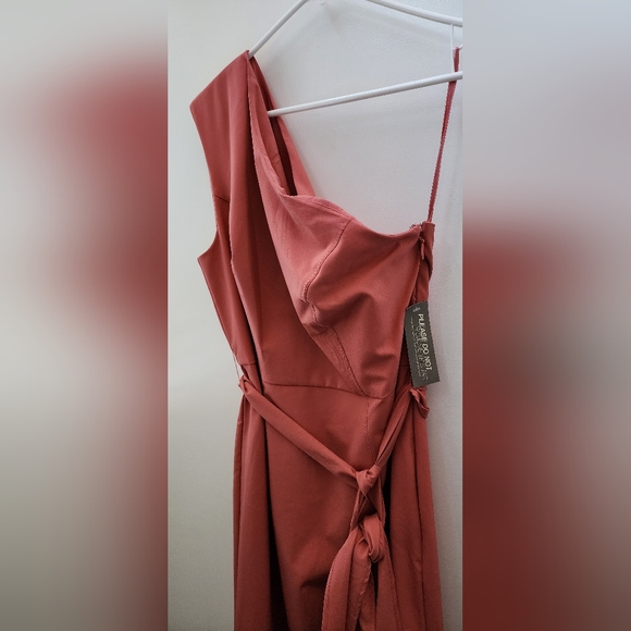 Eva Mendes NYC One Shoulder Bodycon Belted Midi dress 14 NWT - Picture 4 of 7